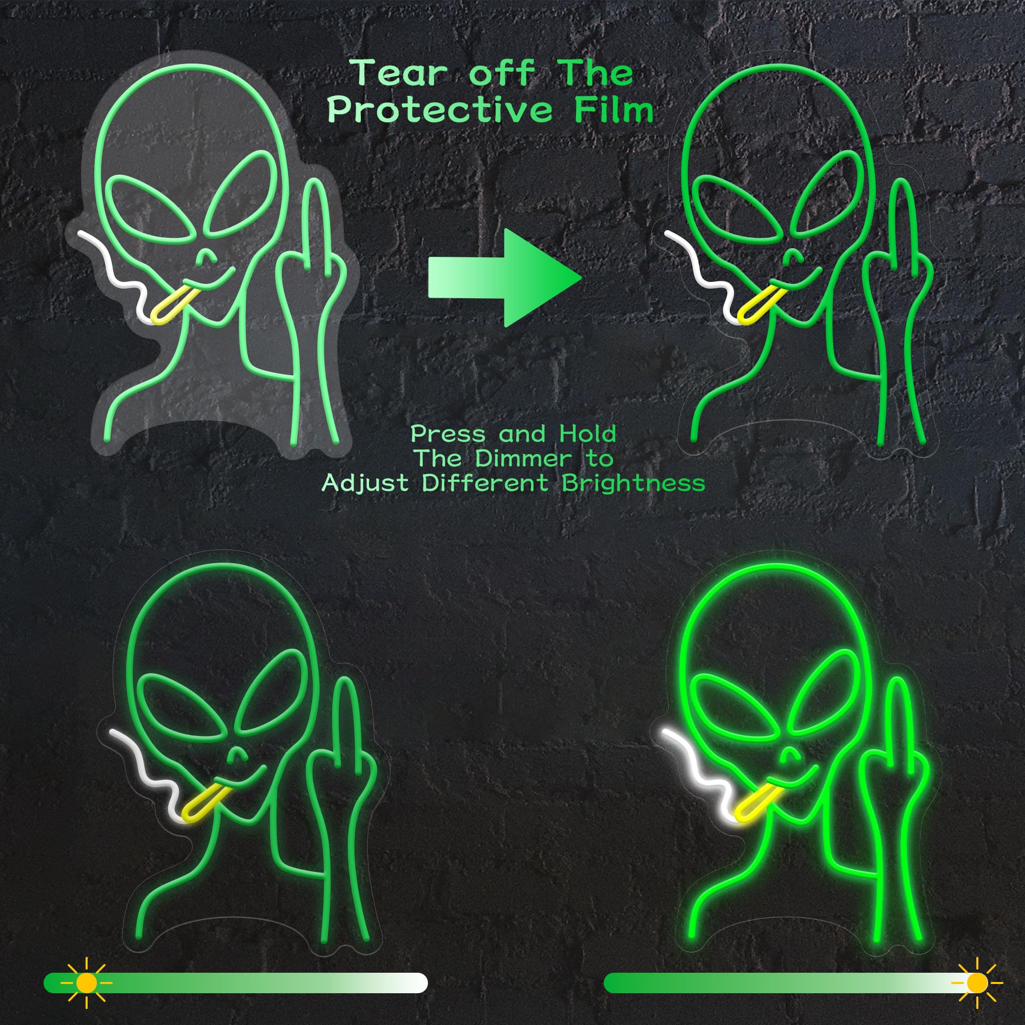 HAJAE green alien neon sign ideal as a birthday gift idea