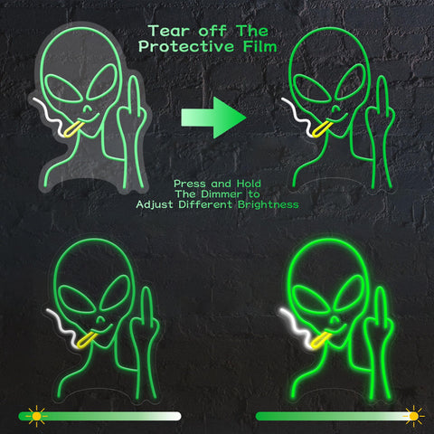 HAJAE green alien neon sign ideal as a birthday gift idea