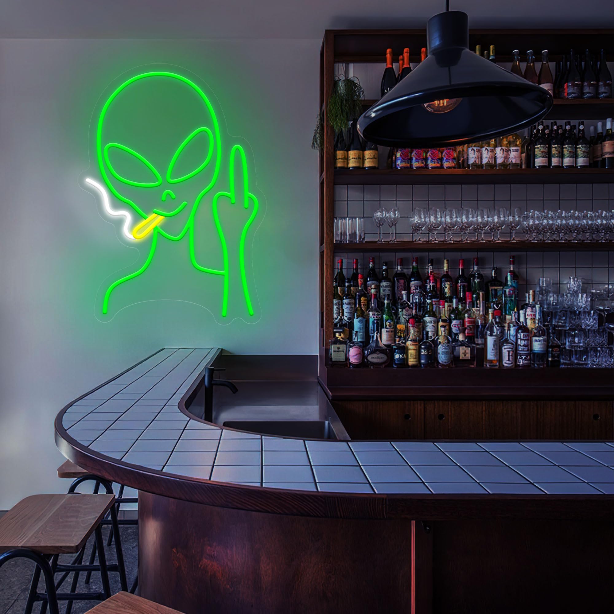 HAJAE green alien neon sign USB powered for flexible placement