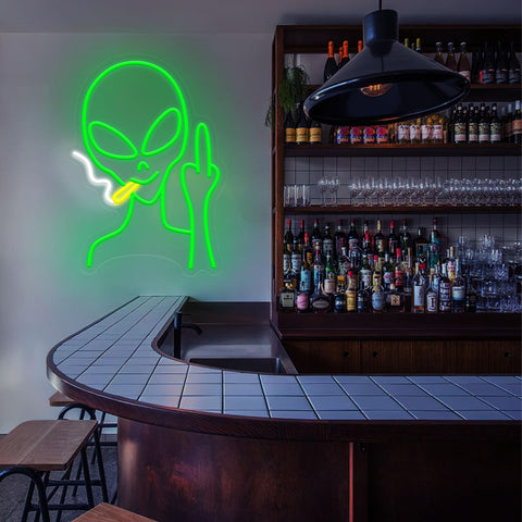 HAJAE green alien neon sign USB powered for flexible placement