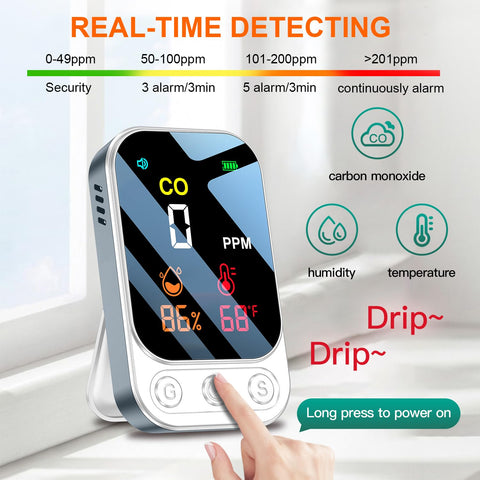 HAKINAKU kickstand and wall-mount design keeps the detector visible on any surface.