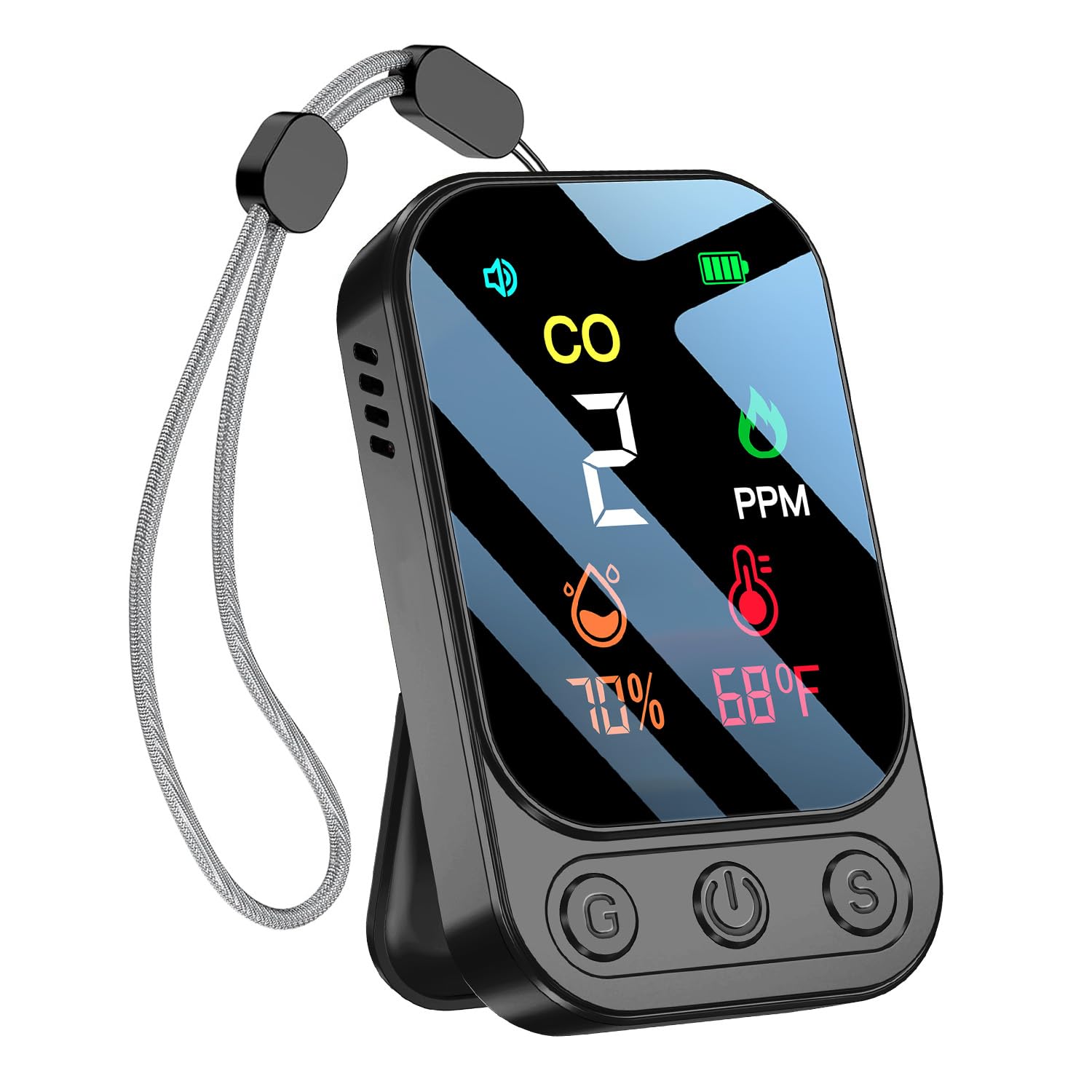 HAKINAKU 3-in-1 portable CO detector with HD display for real-time readings