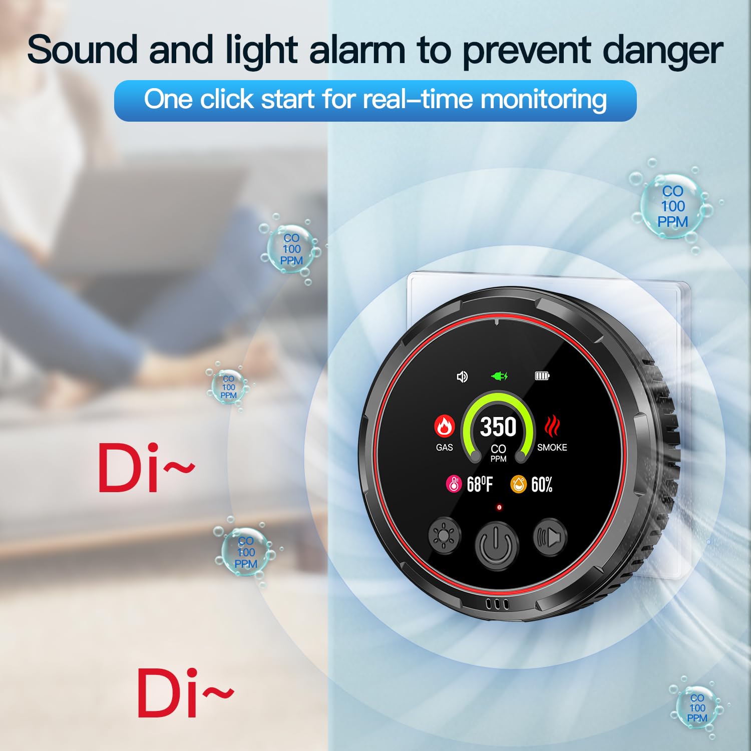 HAKINAKU 85dB alarm emits a clear alert when limits are exceeded.
