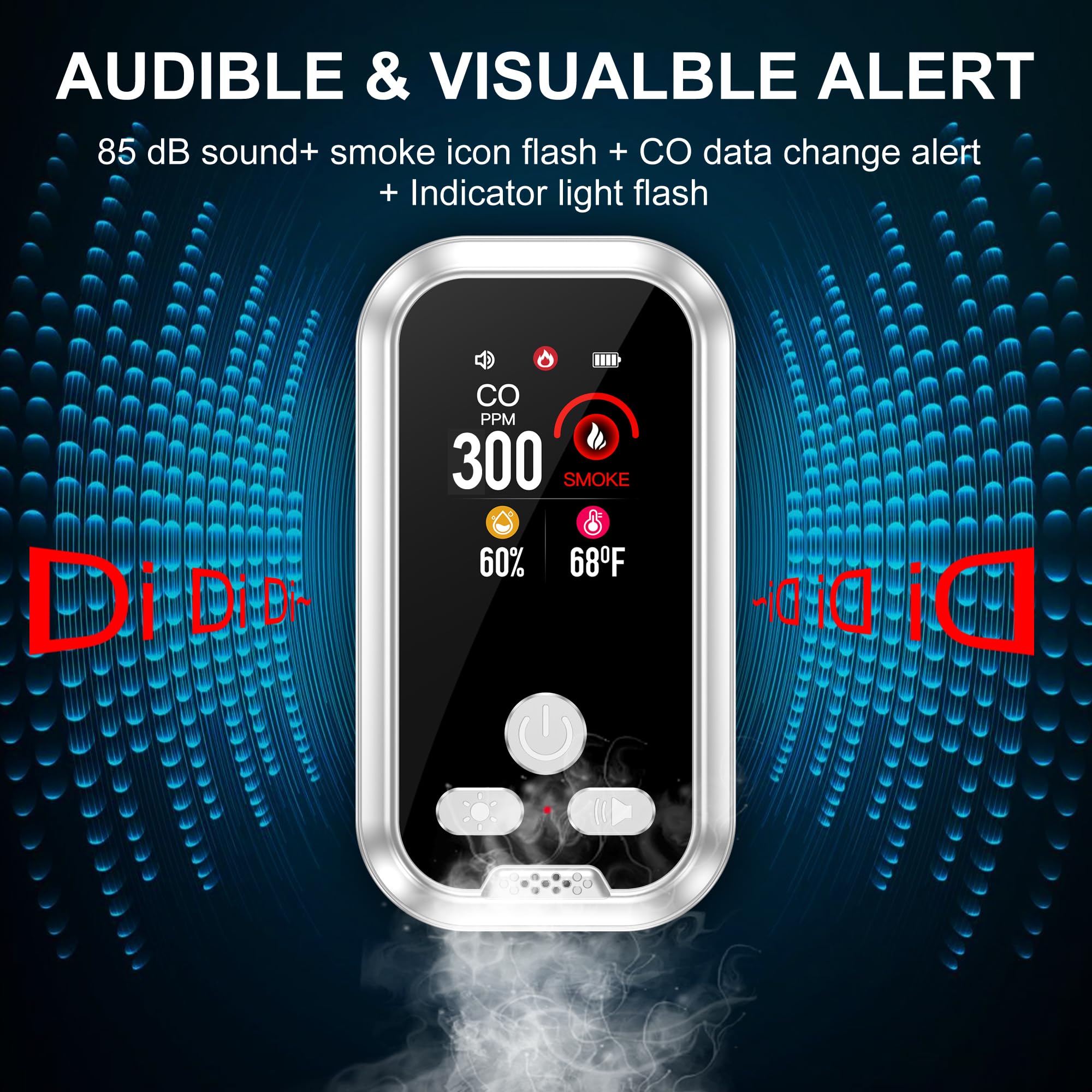HAKINAKU 85 dB alarm ensures audible alerts in noise.