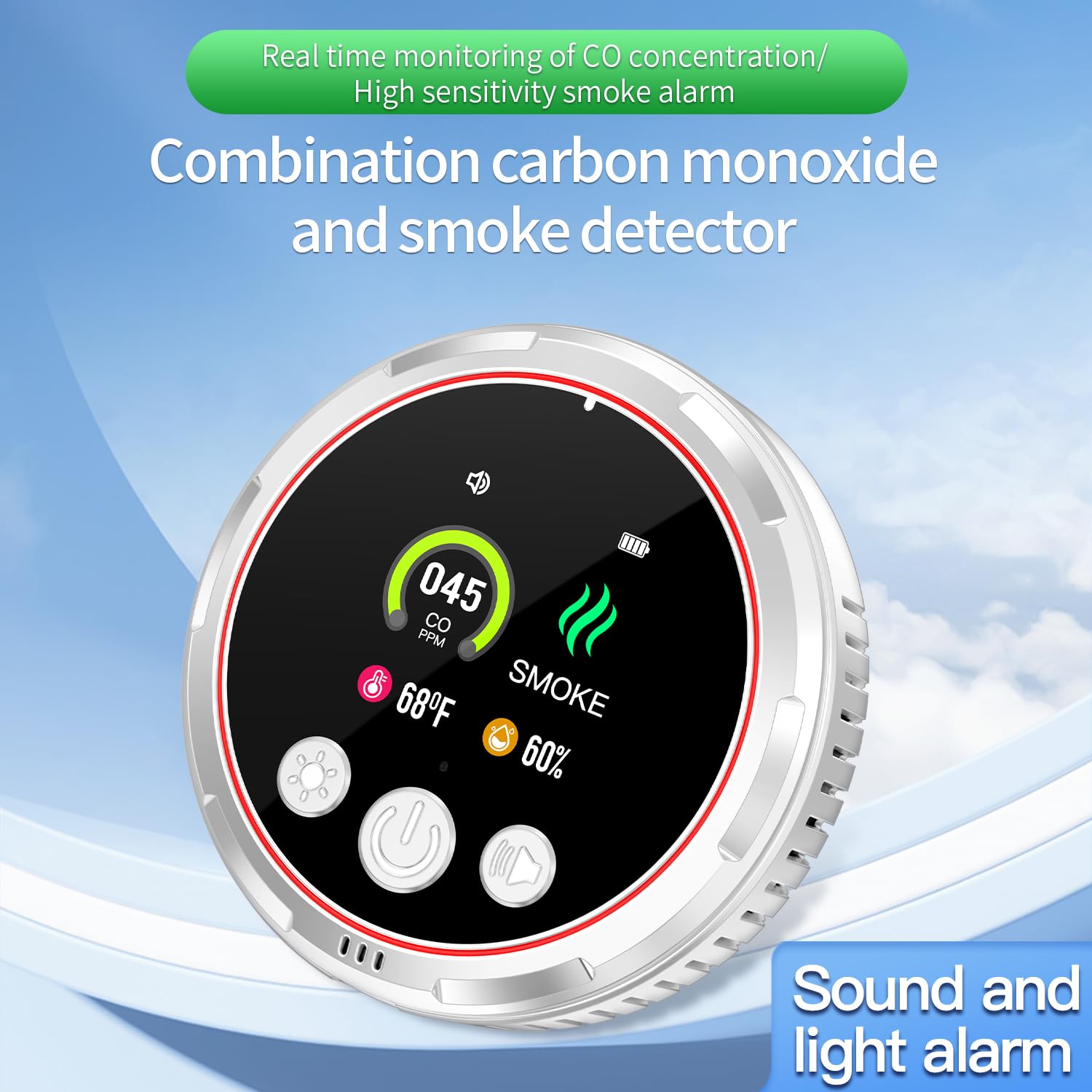 HAKINAKU smoke sensor close-up shows quick detection potential