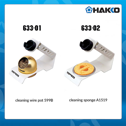 Hakko 599B tip cleaner integrated into the stand for dry cleaning.