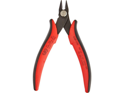 Hakko CHP-170 micro soft-wire cutter showing precision jaws for flush cuts on 16 AWG wires