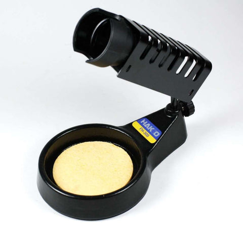 Hakko FH-300 stand shown with soldering iron for safe storage.