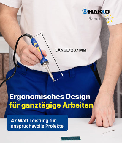 Hakko FX60101 power cord length supports comfortable handheld use.