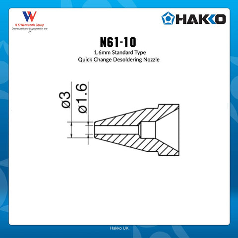 Hakko N61-10 quick-change nozzle design enables fast swaps during solder removal.
