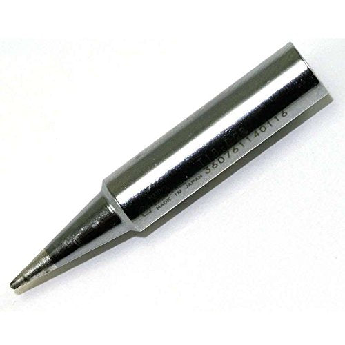 Hakko T18-D12 tip close-up for clean solder on mid-size pads.