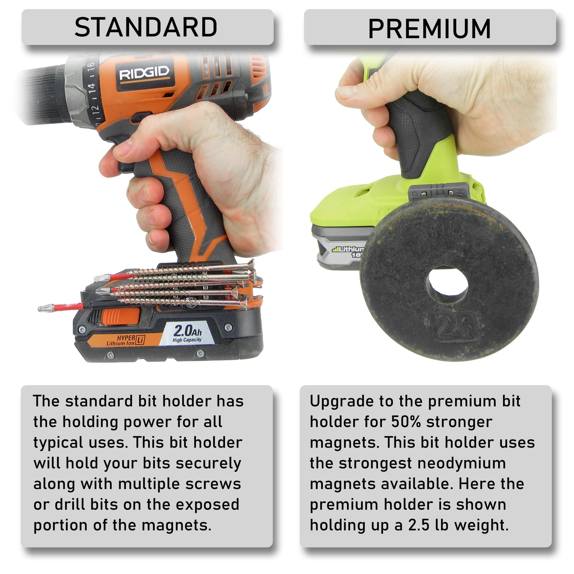 Halberd bit holder with exposed magnet securely holds screws or bits.