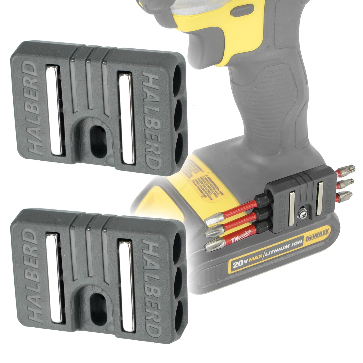 Halberd premium magnetic bit holder on belt clip for quick access to bits