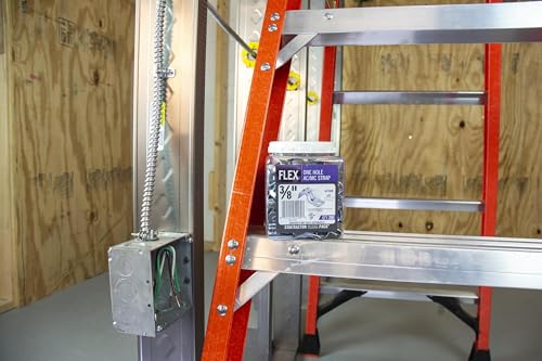 Halex 1-hole conduit strap installation in progress