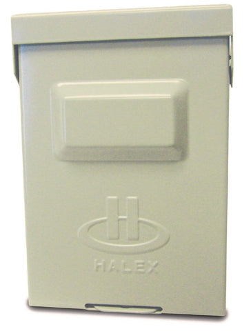 Halex HNF60R front view highlights durable galvanized steel for weather resistance.