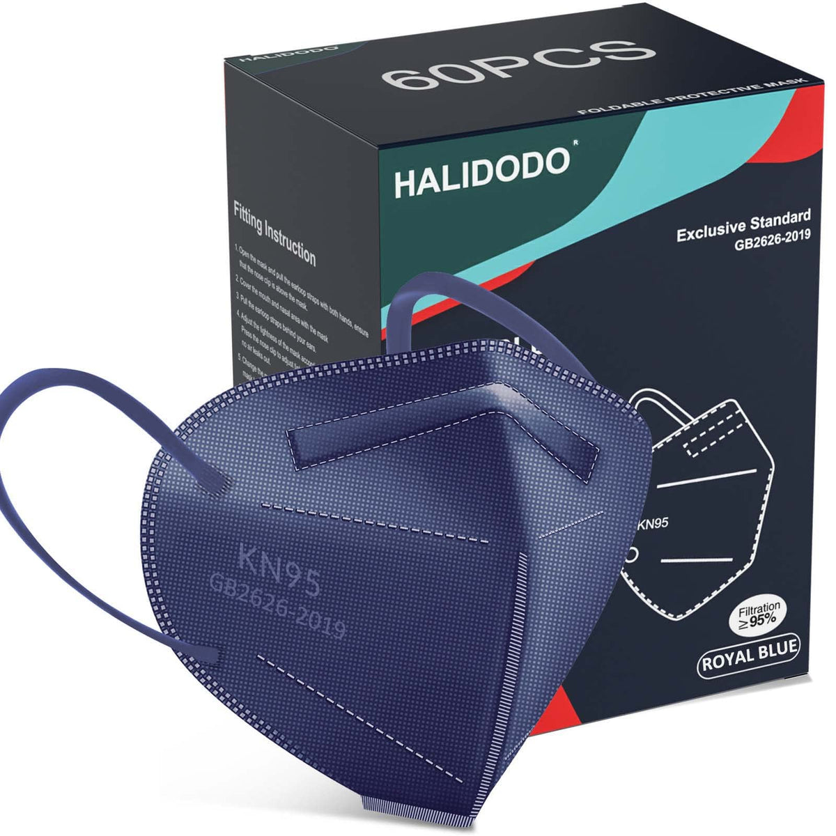 HALIDODO KN95 mask packaging image shows compact, travel-ready storage