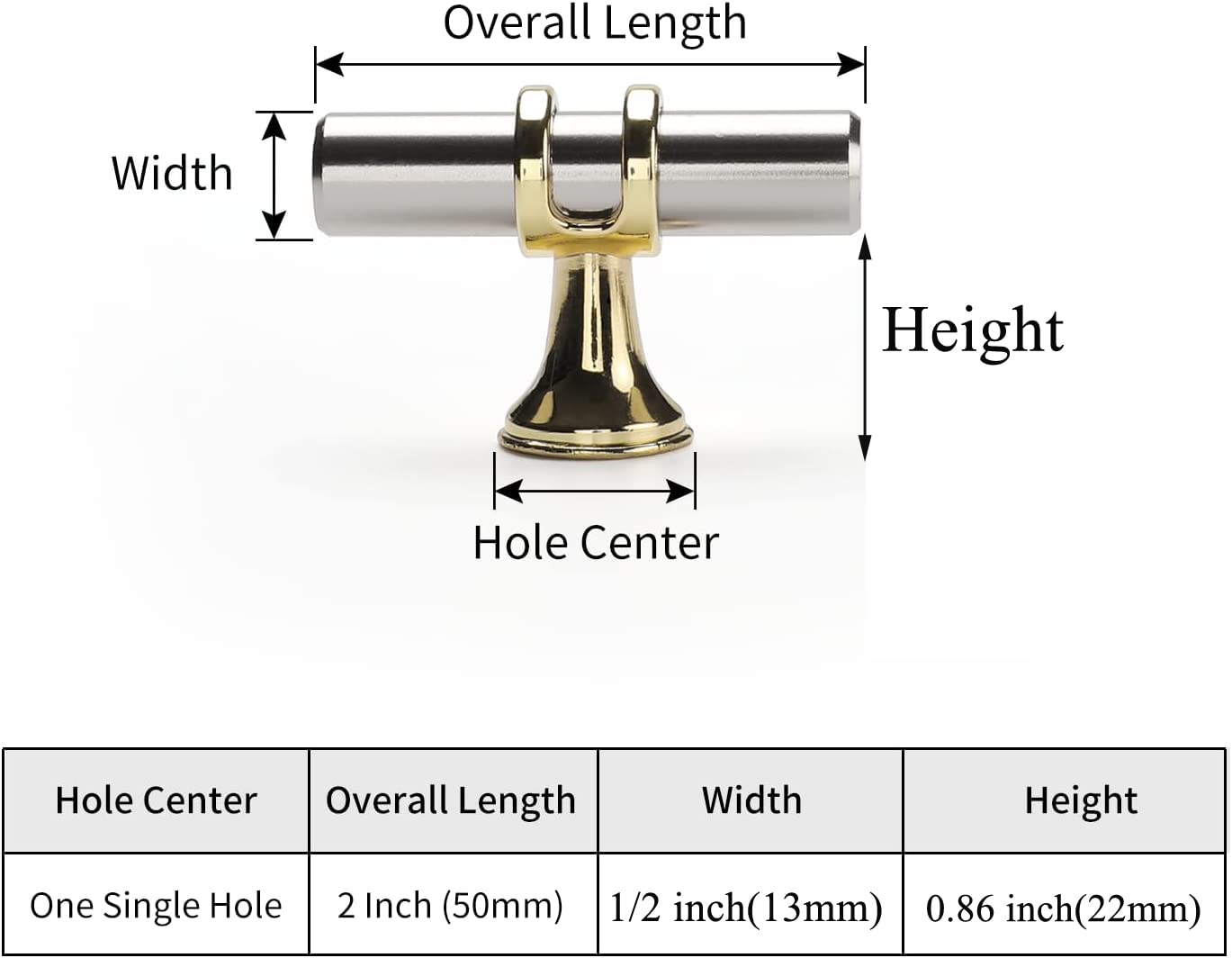 Haliwu T-bar pull in brushed nickel provides a modern, easy-grip upgrade.