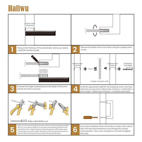 Haliwu installation screws included simplify fitting to various cabinet thicknesses.