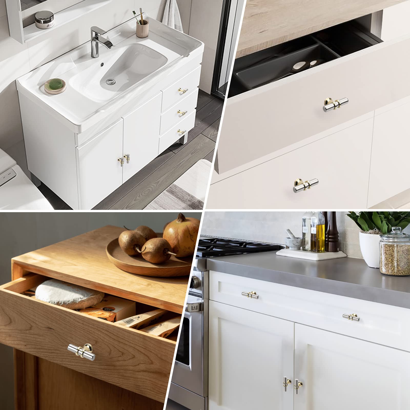 Packed set of 10 knobs and screws makes quick updates across cabinets.