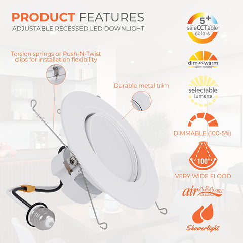 HALO RA 6in LED trim with 360° rotation for flexible accent lighting.