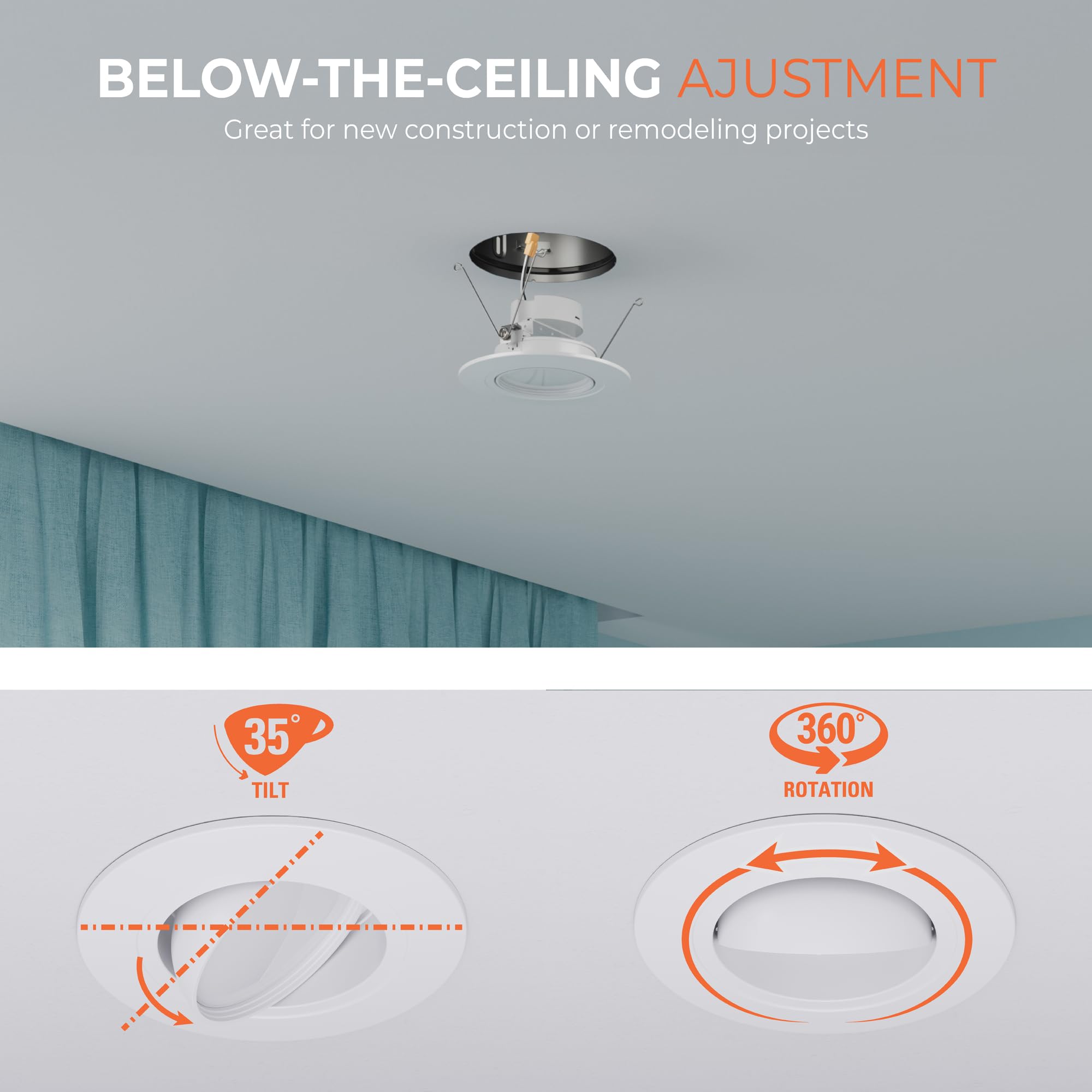 HALO RA dimmable 3000K–5000K from warm to bright white for mood control.