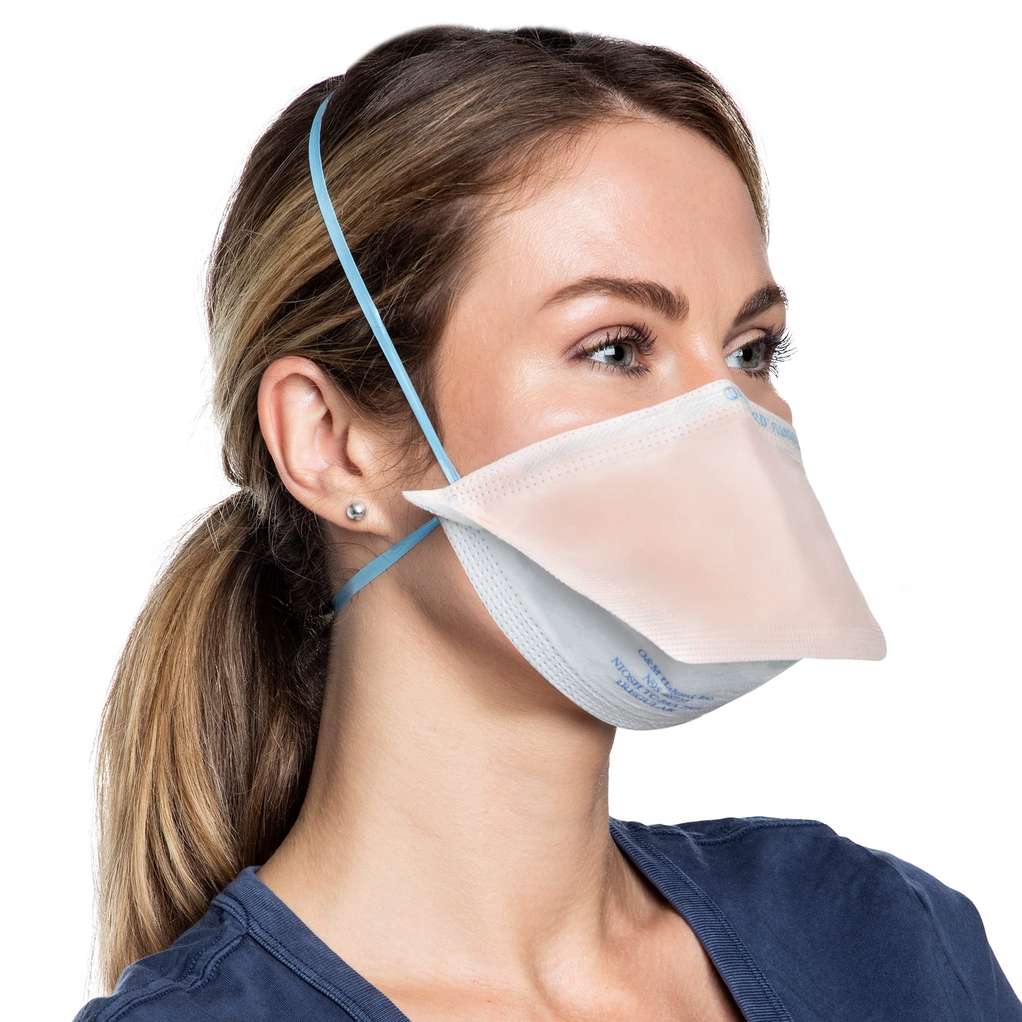 HALYARD FluidShield N95 mask, orange, side view highlights shape