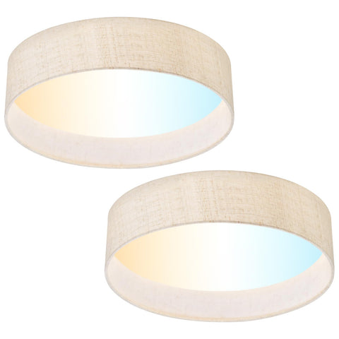 Hamilyeah 2-pack LED flush mount drum lights with dimmable brightness for living spaces