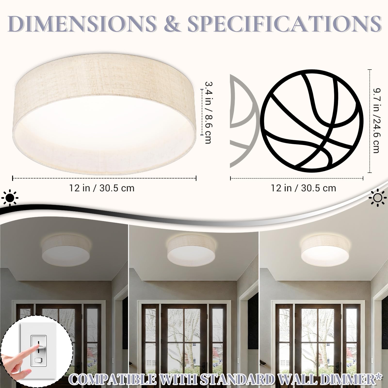 Dimmable Hamilyeah LED ceiling light suitable for kitchen or bath areas