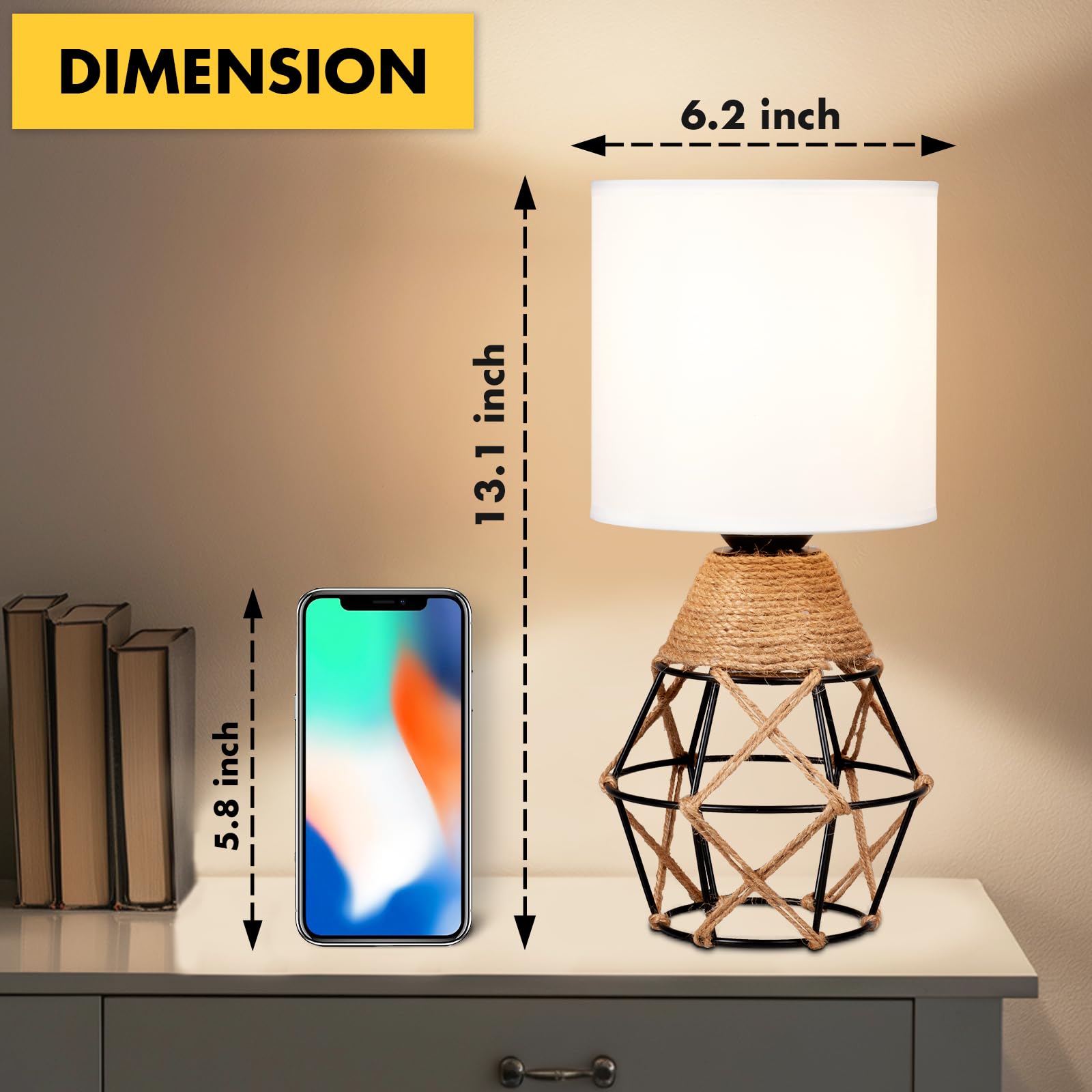 Hamilyeah table lamps with white fabric shade provide soft bedside lighting.