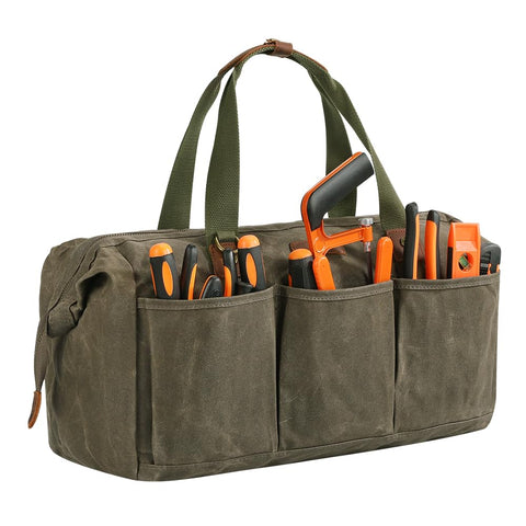 Hamks heavy-duty 18-inch tool bag with pockets for quick access.