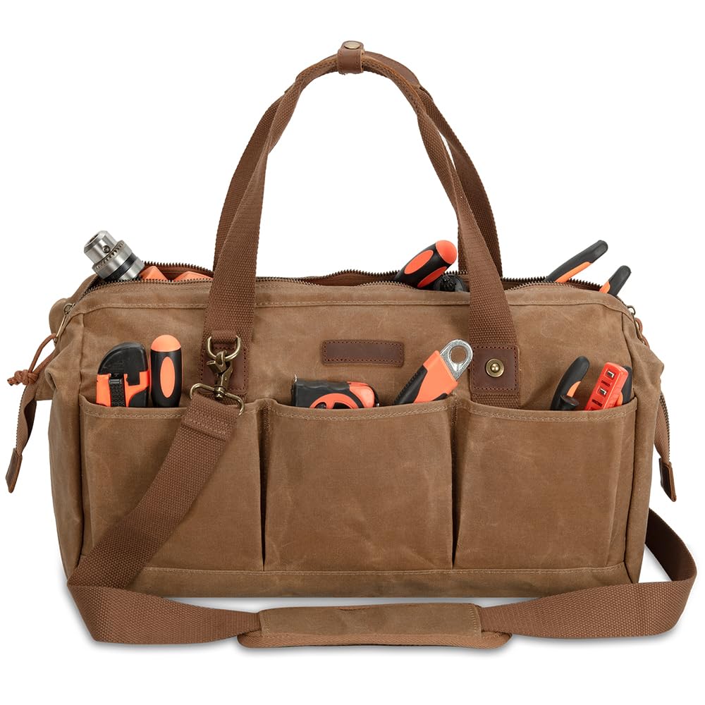 Hamks heavy-duty 18-inch tool bag, rugged construction for on-site durability.