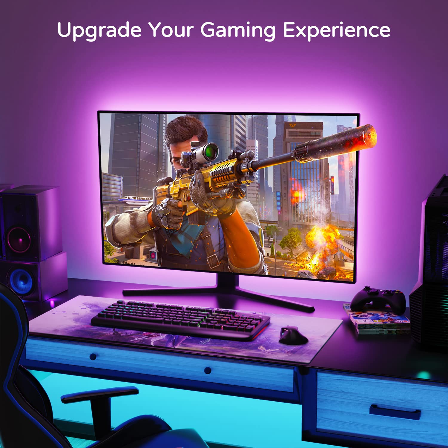 HAMLITE backlight syncs with your TV and remembers last settings.