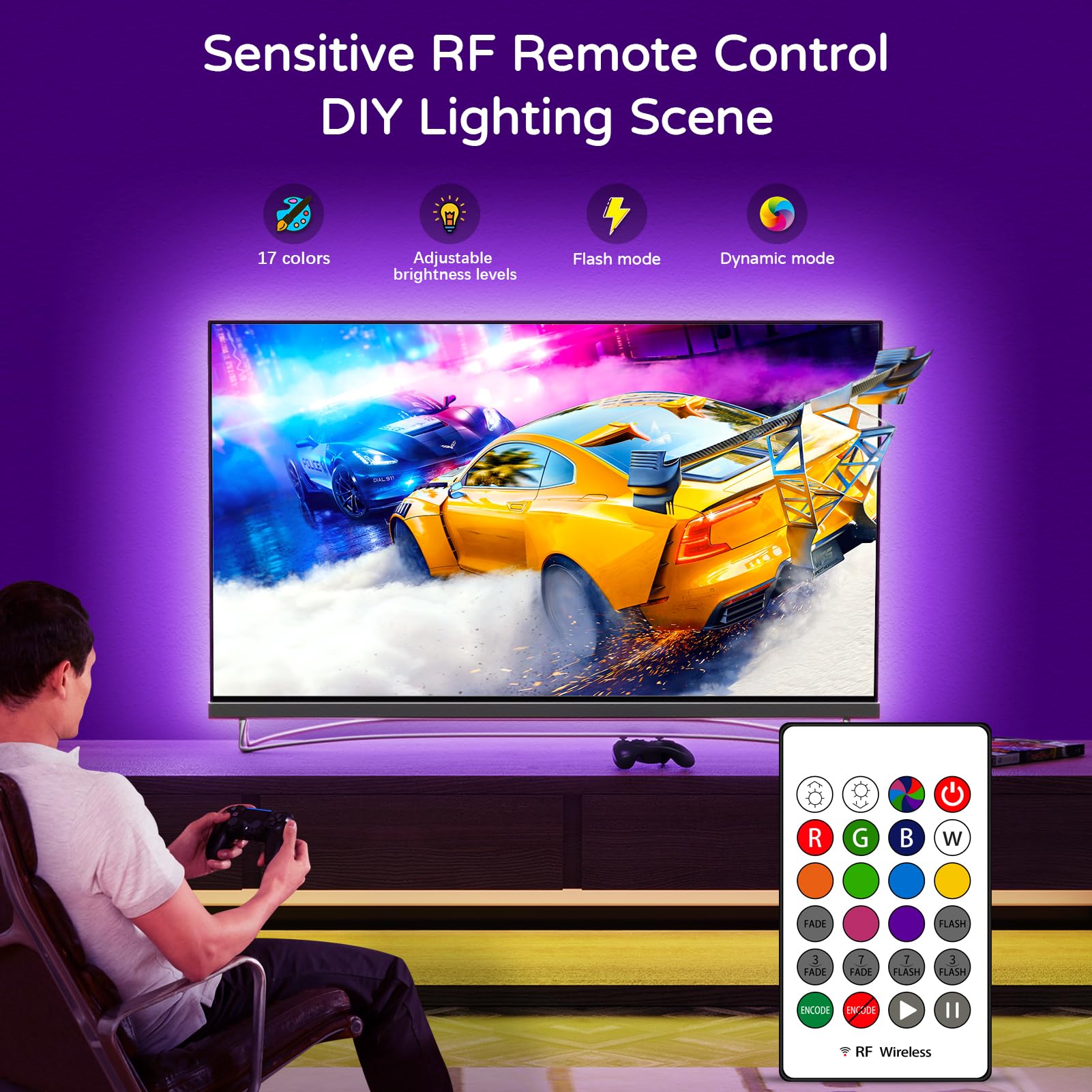HAMLITE W-shaped installation enables easy placement behind TVs, sofas, or desks.