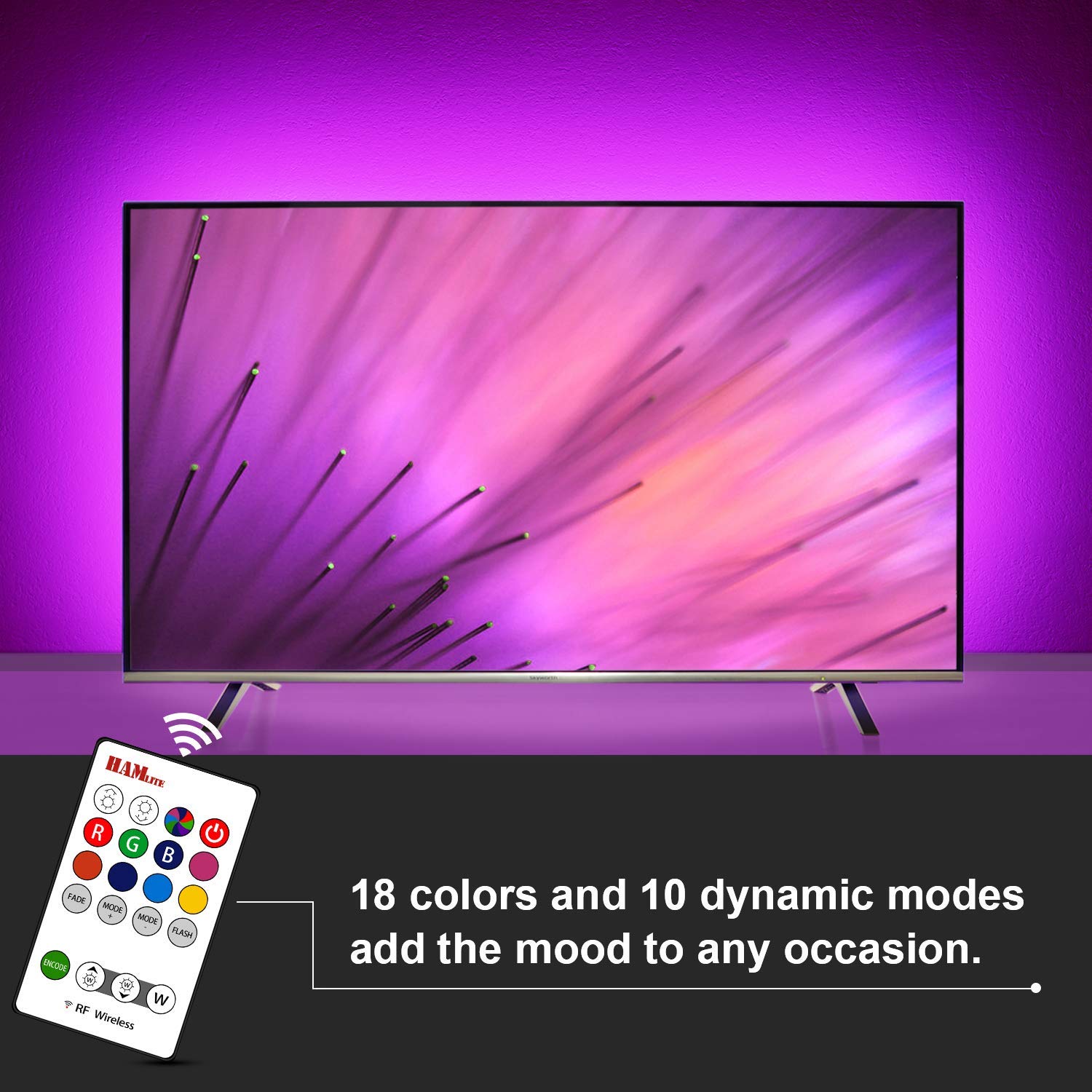 HAMLITE USB bias light plugged into USB power from your TV