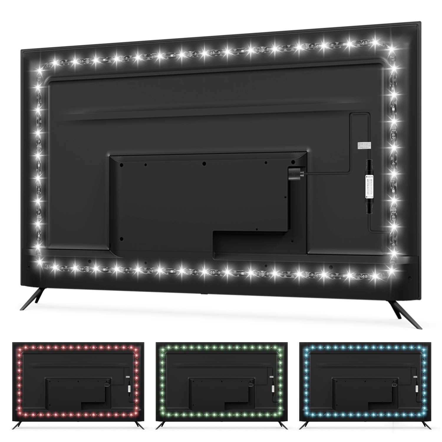 HAMLITE USB bias light on a 50-55 inch screen enhances viewing with ambient white illumination