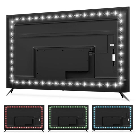 HAMLITE USB bias light on a 50-55 inch screen enhances viewing with ambient white illumination