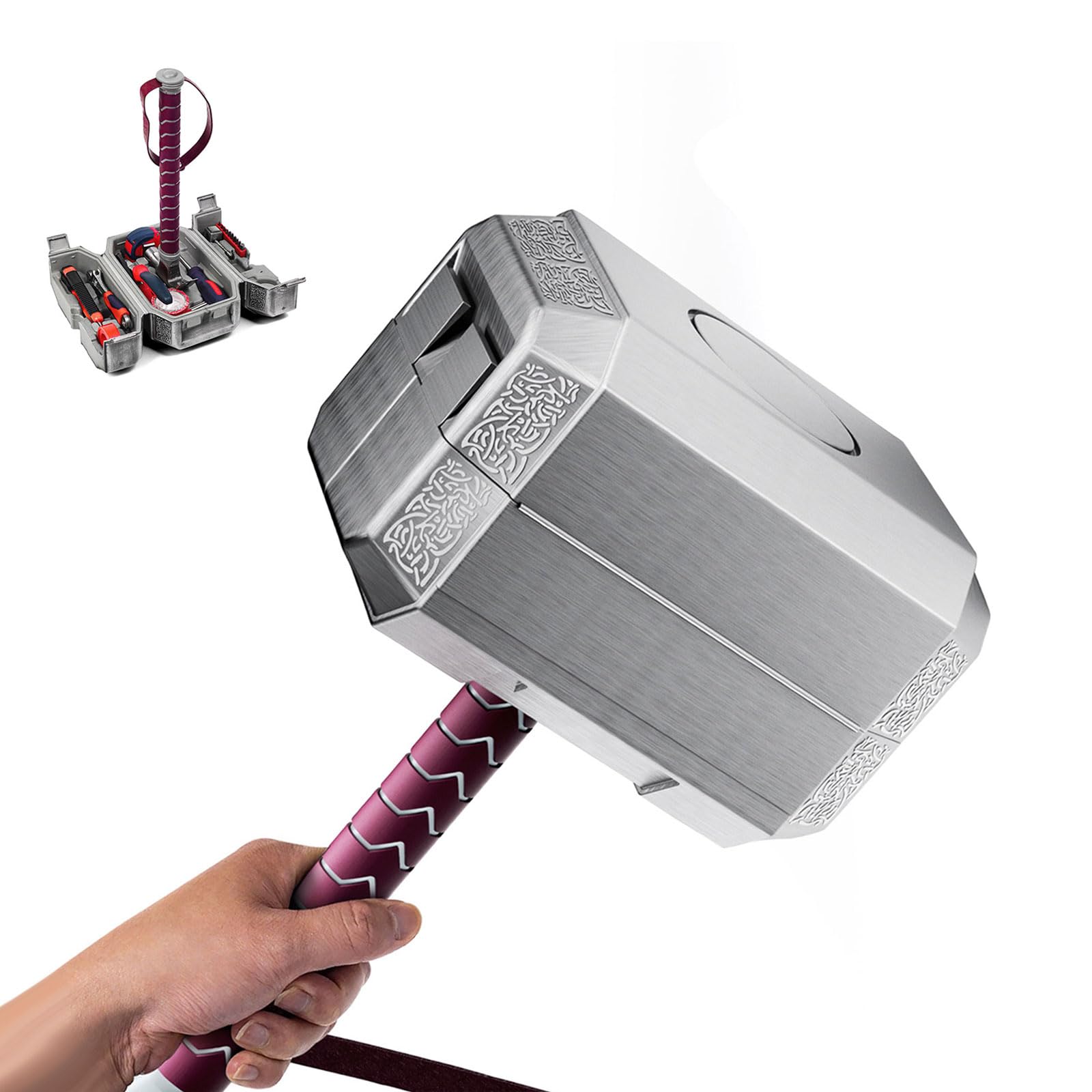 Hammer Tool Box front view with ergonomic handle for easy transport.