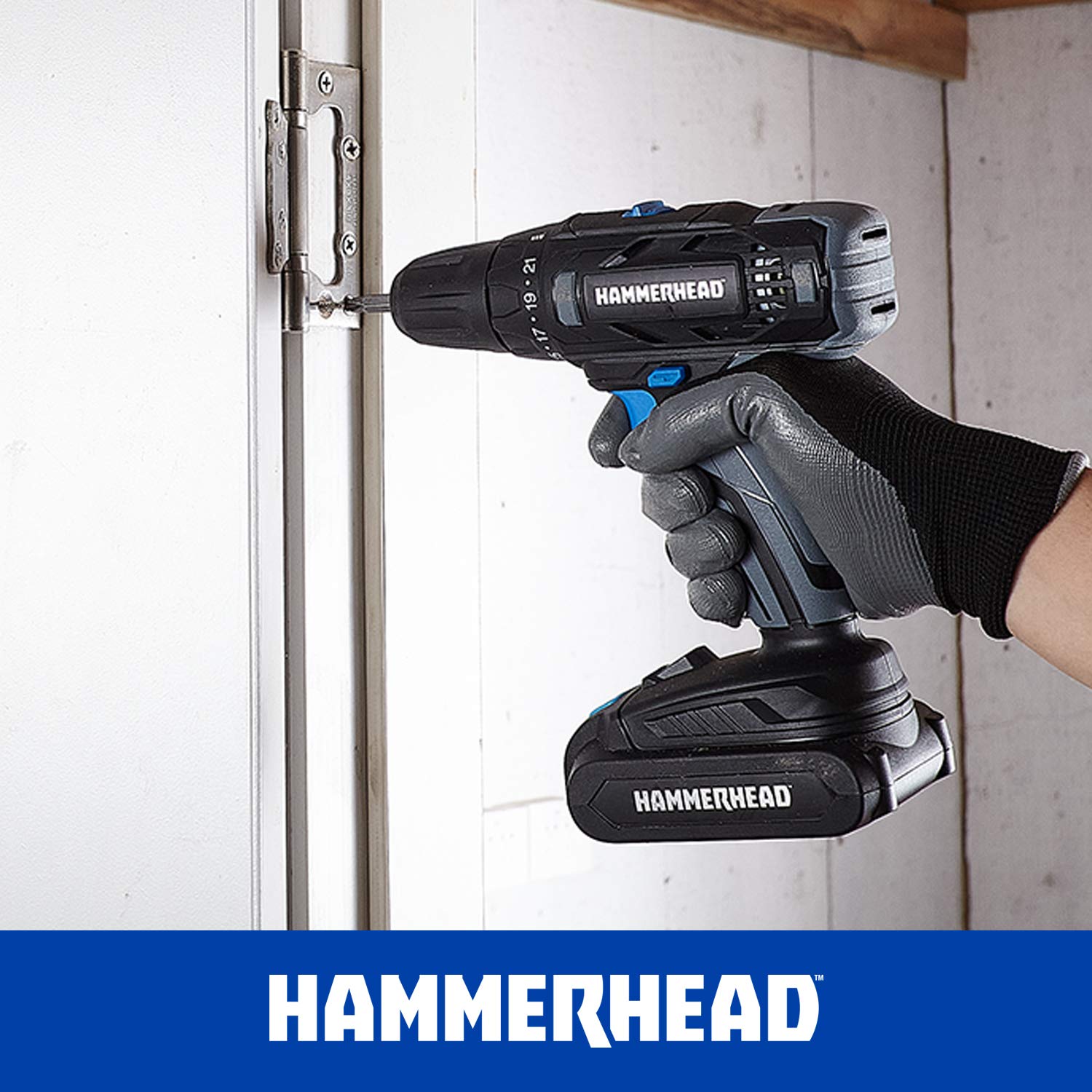 Hammerhead 20V drill driver chuck close-up for secure changes