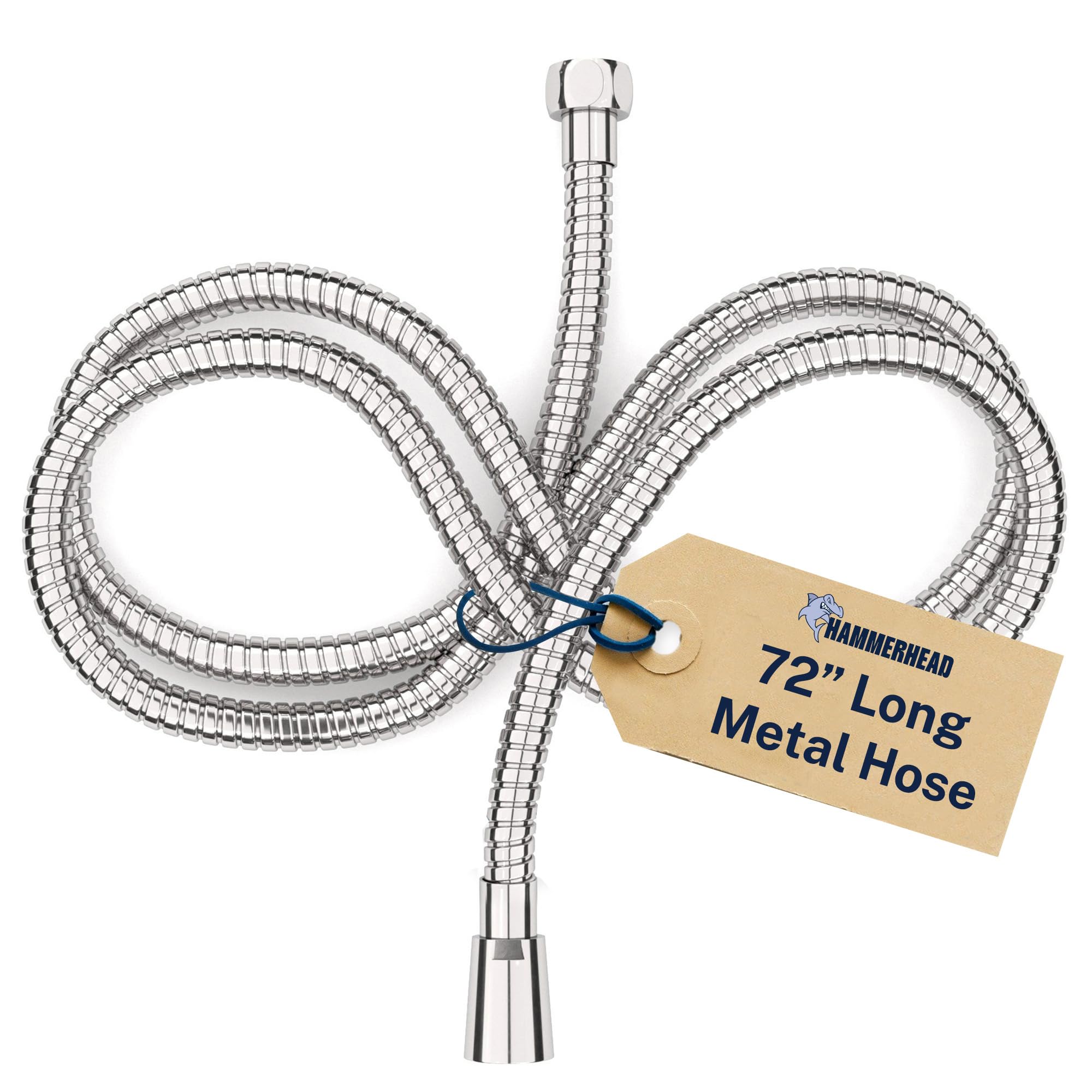 HammerHead Showers 72-inch chrome extension hose extends reach for easier showering.