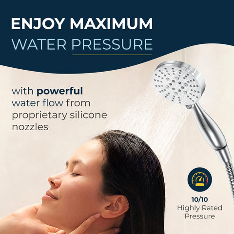 HammerHead Showers 72-inch metal hose extends reach for kids and pets.