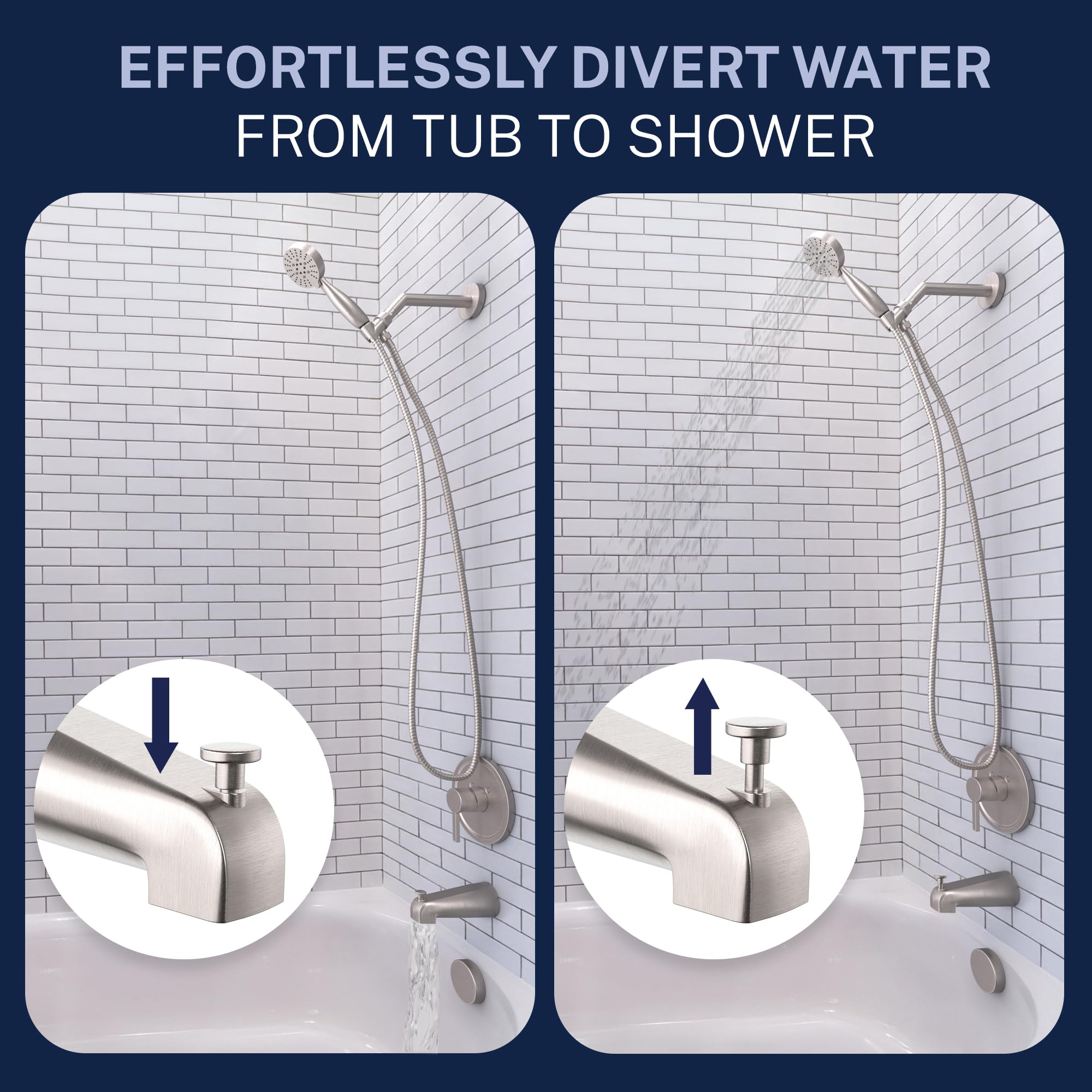 HammerHead Showers brushed nickel finish close-up highlights corrosion-resistant surface.