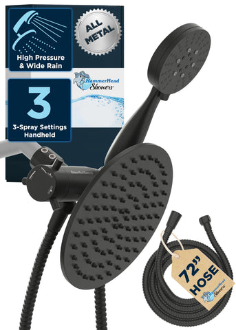 HammerHead Showers dual shower head combo with 8-inch rain head for wide coverage
