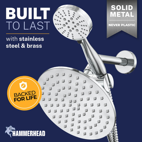 HammerHead Showers handheld 3-flow spray for targeted massage and versatile cleaning.