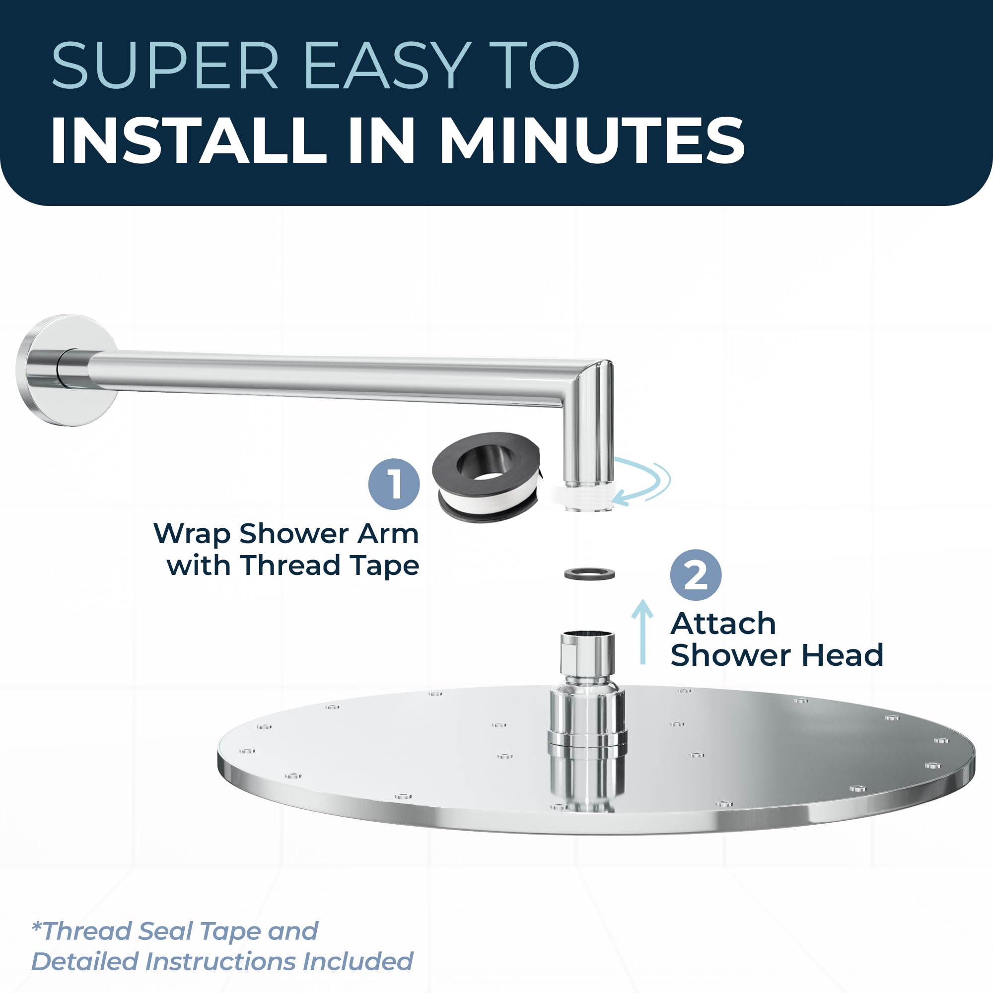 HammerHead Showers easy installation with included tape and instructions.