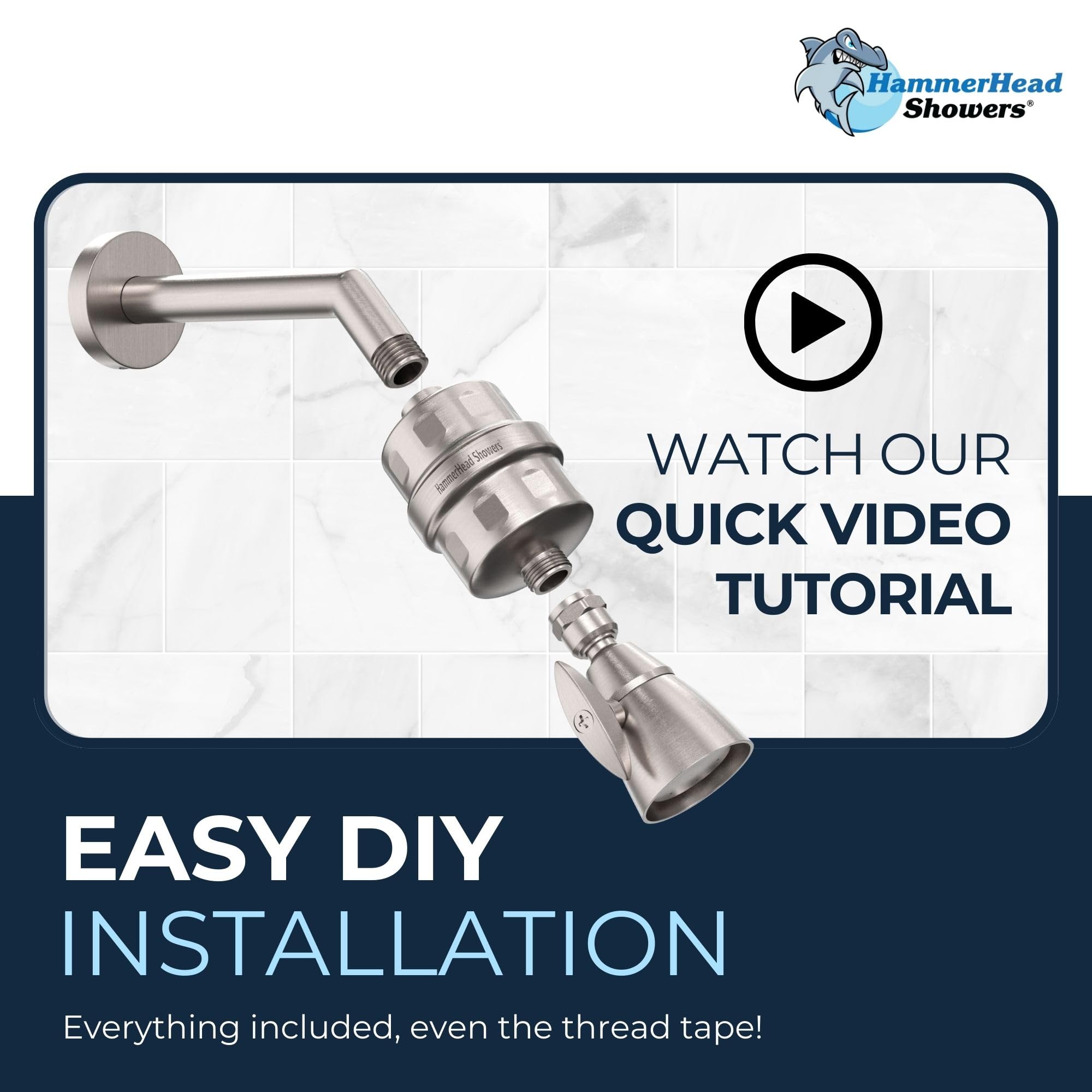 HammerHead half-inch NPT thread fits most showers.