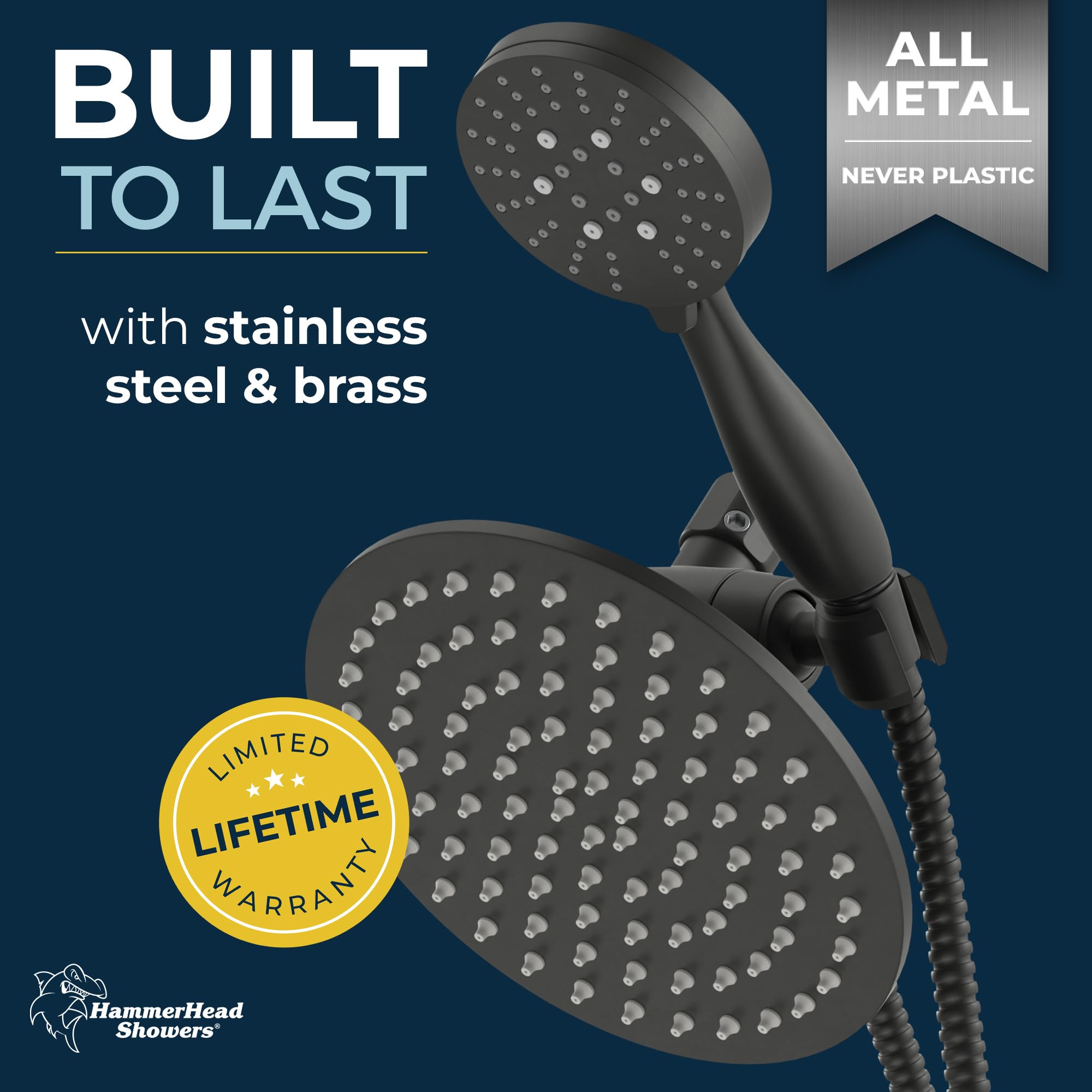 HammerHead Showers handheld unit with massage and mist modes for targeted relief