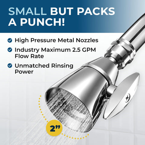 HammerHead Showers high-pressure 2.5 GPM flow for energized rinses.