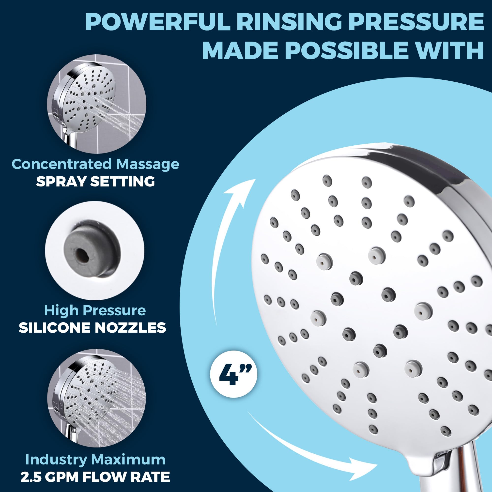 HammerHead Showers hygienic silicone inner tubing for smooth water flow