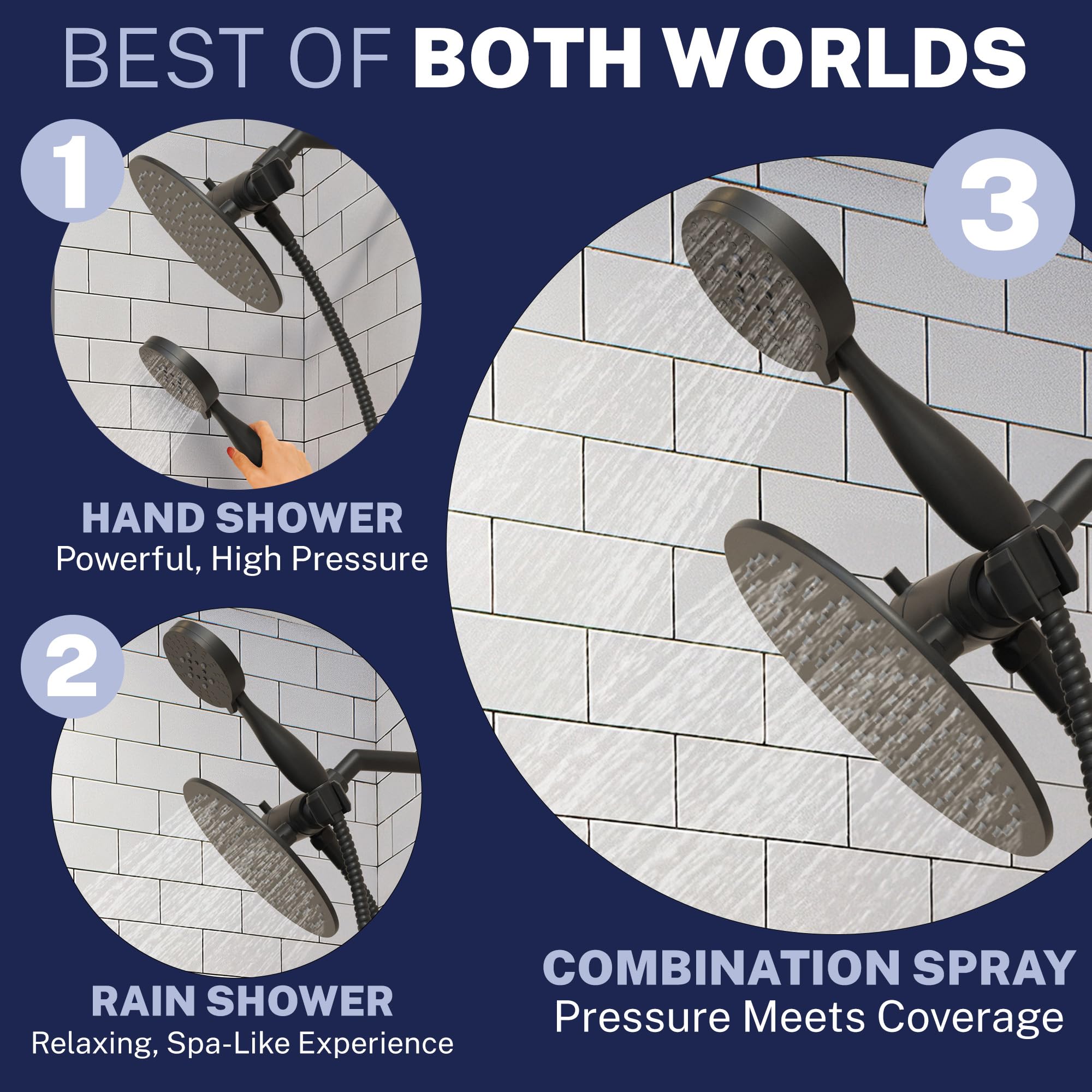 HammerHead Showers matte black finish adds modern style and durability