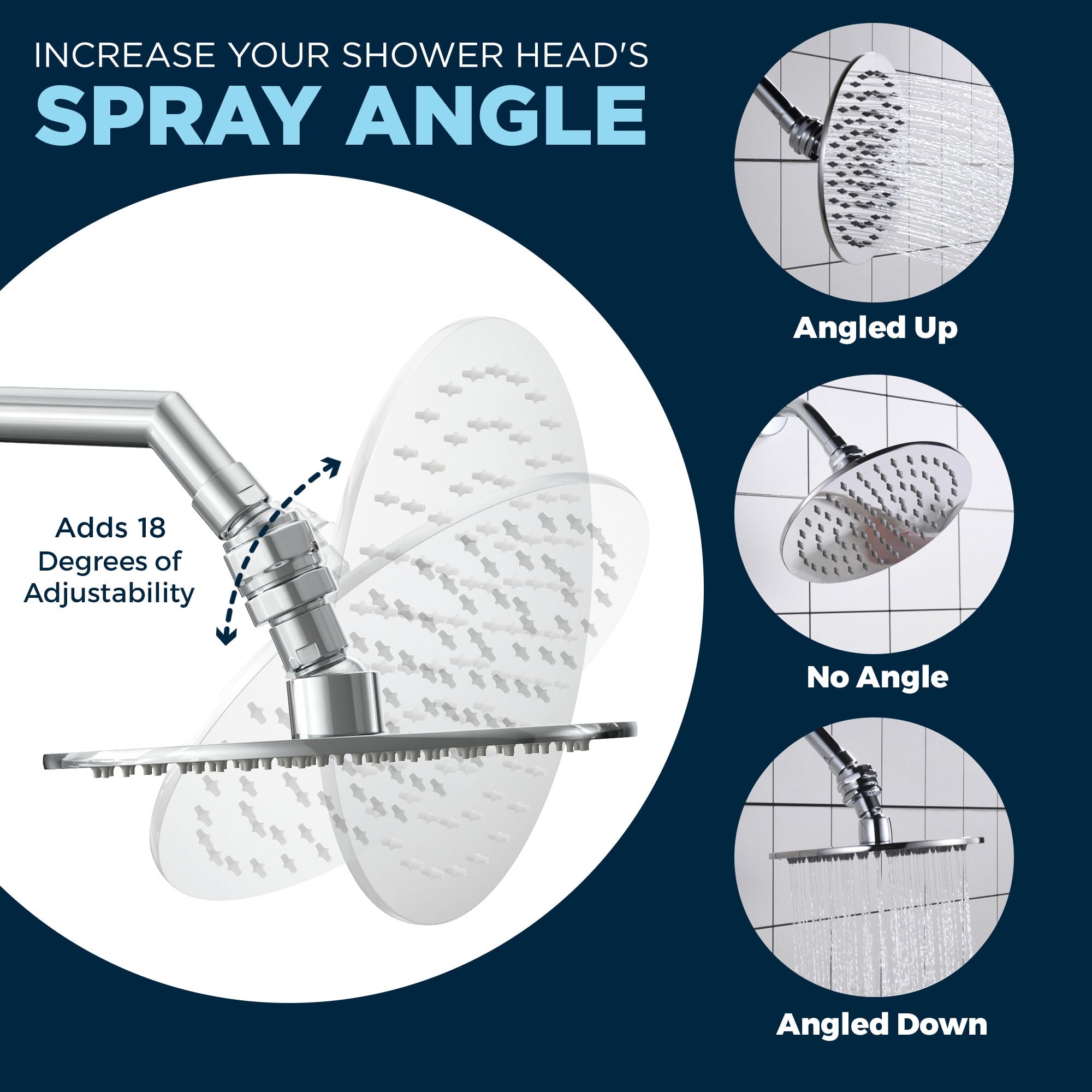 HammerHead Showers chrome swivel ball provides universal 1/2-inch connector compatible with most heads